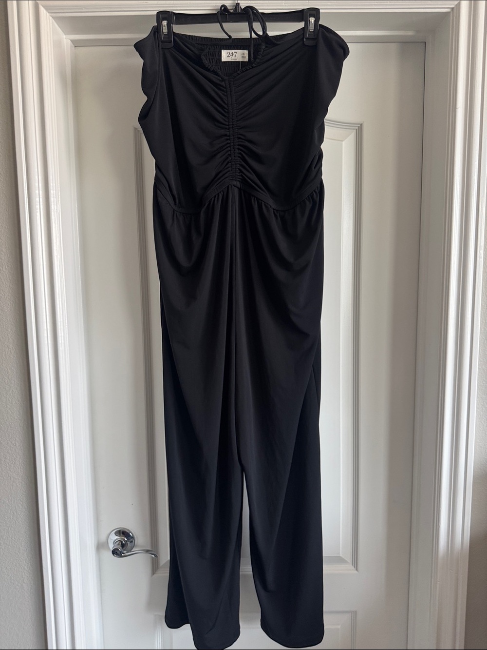 24/7 Black Ruched Jumpsuit